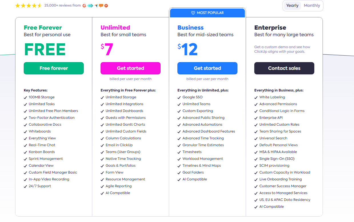 Clickup Pricing